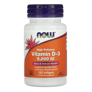 NOW Foods, 维生素 D3,优效,5,000 国际单位,120 粒软凝胶