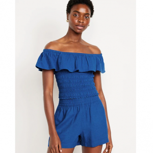 Old Navy 女士一字肩薄纱短款上衣