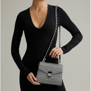 40% Off Midi Mayfair 2 Black & Silver Netted Dogtooth @ Aspinal of London