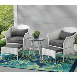 Mainstays Arlington Glen 5-Piece Outdoor Wicker Patio Furniture Set, White Wicker @ Walmart