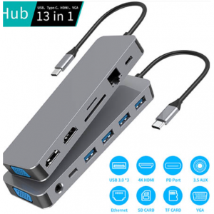 带双 HDMI 的 13 合 1 扩展坞