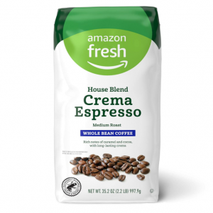 Amazon Fresh House Blend Crema Espresso, Whole Bean, Medium Roast, 2.2 lb @ Amazon
