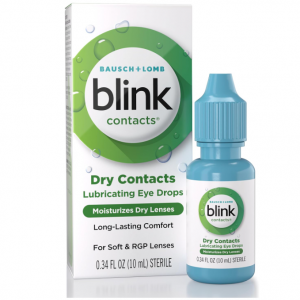 Blink Contacts Lubricating Eye Drops for Soft & RGP Contact Lenses, 0.34 fl oz @ Amazon