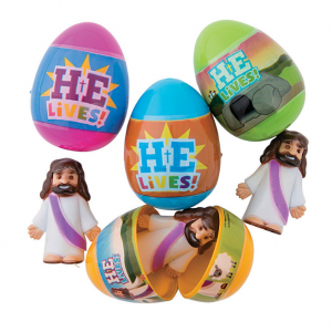 2 1/2" He Lives 玩具填充塑料复活节彩蛋 - 12件