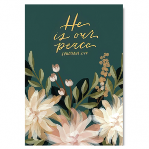 他是我们与粉红色花朵复活节贺卡的和平