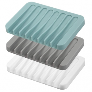 MODENGKONGJIAN Self Draining Soap Dishes, 3 Pcs Silicone Soap Saver @ Amazon
