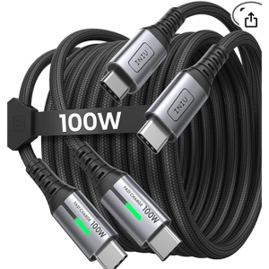 Amazon - INIU USB C to 转C 100w 快充数据线, (6ft, 2-Pack) ，7.9折