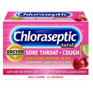Chloraseptic Total Sore Throat + Cough Lozenges, Wild Cherry Flavor, 15 Count @ Amazon