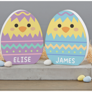 兔子和小鸡个性化木制复活节彩蛋和兔子架子装饰品