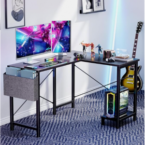 Sweetcrispy L Shaped Computer Desk - Gaming Table Corner Desk 50 Inch PC Writing Black Desk@Amazon