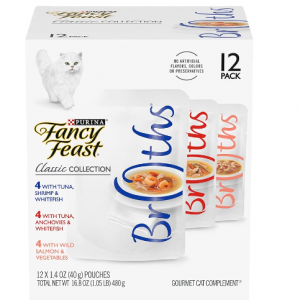 Purina Fancy Feast Lickable Wet Cat Food Broth Complement Classics Collection Variety Pack 