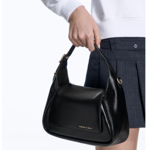 20% Off Buzz Front Flap Hobo Bag - Black @ Charles & Keith CA