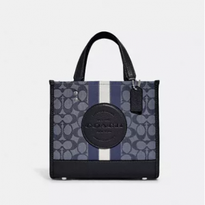 Coach Dempsey Tote 22 In Signature Jacquard With Stripe And Coach Patch