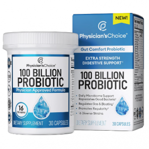 Physician's CHOICE 100 Billion Advanced Probiotic - 16 Strains + Organic Prebiotics @ Amazon