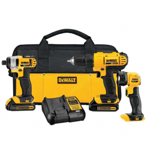 DEWALT 20V MAX 無繩電鑽+衝擊鑽+工作燈 配2電池 @ Amazon