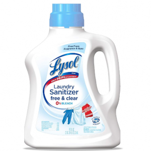 Lysol Laundry Sanitizer Additive, Free & Clear, Unscented, 90 Fl Oz (Pack of 1) @ Amazon