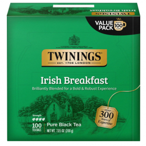 Twinings Irish Breakfast Black Tea, 100 Individually Wrapped Tea Bags @ Amazon