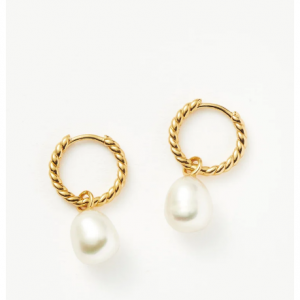 Missoma Pearl Twisted Small Drop Hoop 耳环