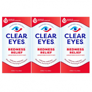 Clear Eyes Redness Eye Relief Eye Drops, 1.0 Fl Oz, Pack of 3 @ Amazon