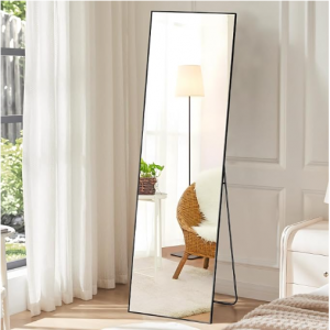 DUMOS Full Length Mirror with Stand, 59"x16" Floor Mirror with Aluminum Alloy Frame @ Amazon