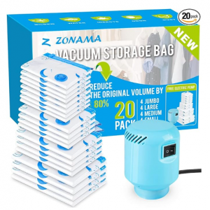 Z ZONAMA 真空压缩衣物收纳袋 20个 带电动抽气泵 @ Amazon