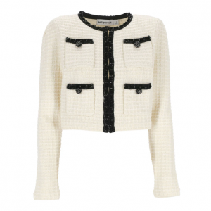 Self-Portrait Textured Knitted Cardigan