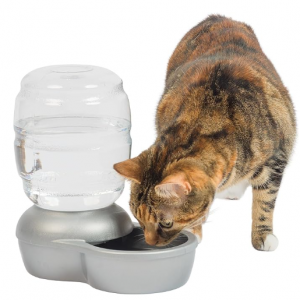 Petmate Replendish Automatic Gravity Waterer for Cats and Dogs, BPA-Freer, 0.5 Gallon,Silver