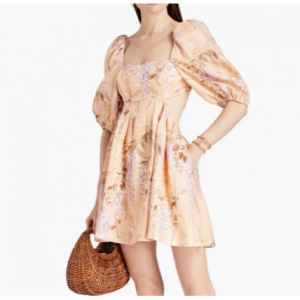 35% Off Zimmermann Pleated Floral-print Linen Mini Dress @ THE OUTNET US