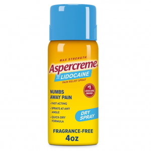 Aspercreme Max Strength Lidocaine Pain Relief Dry Spray 4 oz. Odor Free @ Amazon