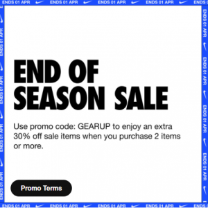 Nike Malaysia End of Season Sale - Extra 30% Off Sale Items When You Purchase 2 Items or More