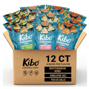 Kibo Chickpea Chips - High Protein/Fiber, Plant-Based, 3 Flavor Variety Pack, 1oz 12 pk @ Amazon