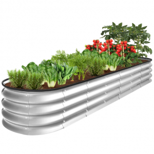 Outdoor Metal Raised Oval Garden Bed for Vegetables, Flowers - 8x2x1ft @ Best Choice Products