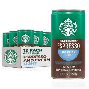 Starbucks Ready to Drink Coffee, Espresso & Cream Light , 6.5oz Cans (12 Pack) @ Amazon