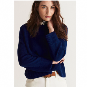 Loop Cashmere UK - Cropped Cashmere Sweatshirt In Midnight Blue For £249