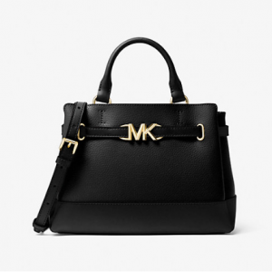 Extra 20% Off MICHAEL KORS OUTLET Reed Small Two-Tone Pebbled Leather Belted Satchel