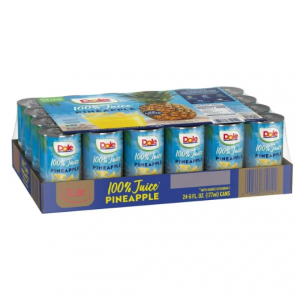 Dole All Natural 100% Pineapple Juice, 6 fl oz Can (24 Cans) @ Walmart
