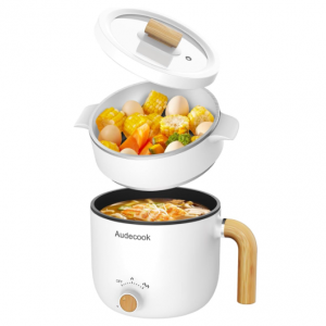 Audecook Hot Pot Electric with Steamer, 1.5L Portable Nonstick Rapid Noodles Cooker @ Amazon