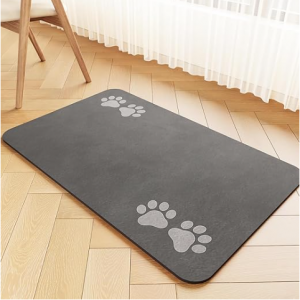 EDC-BFYOU Pet Feeding Mat-Absorbent Pet Placemat for Food and Water Bowl, Dark Gray-12"x20"