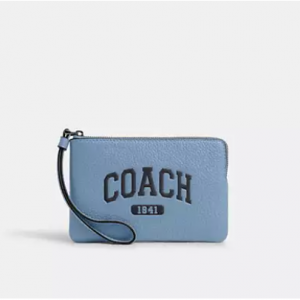 70% Off Coach Corner Zip Wristlet With Varsity @ Coach Outlet