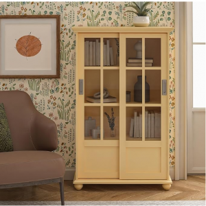 Ameriwood Home Aaron Lane Bookcase with Sliding Glass Doors, Sunlight Yellow @ Amazon