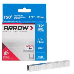 Arrow 508 Heavy Duty T50 1/2-Inch Leg Length, 3/8-Inch Crown, 1250 Count(Pack of 1) @ Amazon