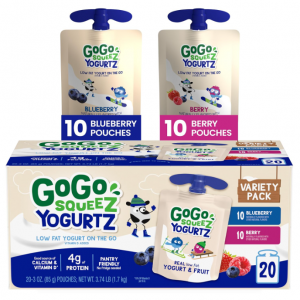 GoGo squeeZ yogurtZ Variety Pack, Blueberry & Berry, 3 oz (Pack of 20) @ Amazon