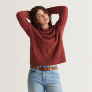Loop Cashmere UK - Cashmere Cable Sweater In Sierra Red For £349