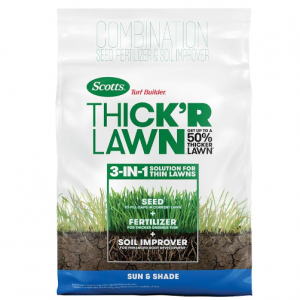 Scotts Turf Builder THICK'R LAWN Grass Seed, Fertilizer, and Soil Improver, 1,200 sq. ft., 12 lbs.