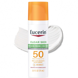 Eucerin Sun Clear Skin SPF 50 Face Sunscreen Lotion 2.5 Fl oz @ Amazon