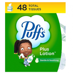Puffs Plus Lotion Facial Tissue, 1 Cube Box, 48 Tissues Per Box @ Amazon