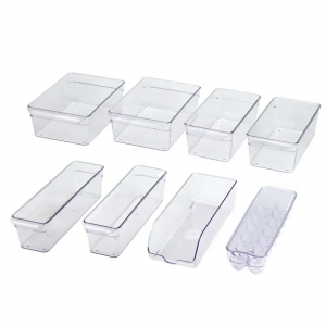 Mainstays Clear Plastic Fridge Organization Bin 8-Pack Set, Various Sizes @ Walmart