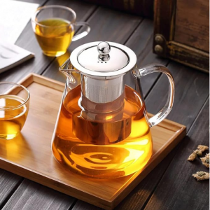 Newraturner Mini Size Glass Teapot Tea Kettle-with Stainless Steel Removable Infuser, 550ML/19.3oz