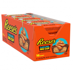 REESE'S Big Cup Caramel Milk Chocolate Peanut Butter Cups, Candy Packs, 1.4 oz (16 Count) @ Amazon