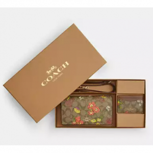 ボックスド アンナ フォルドオーバー クラッチ クロスボディ アンド カード ケース セット・シグネチャー キャンバス・フローラル プリント